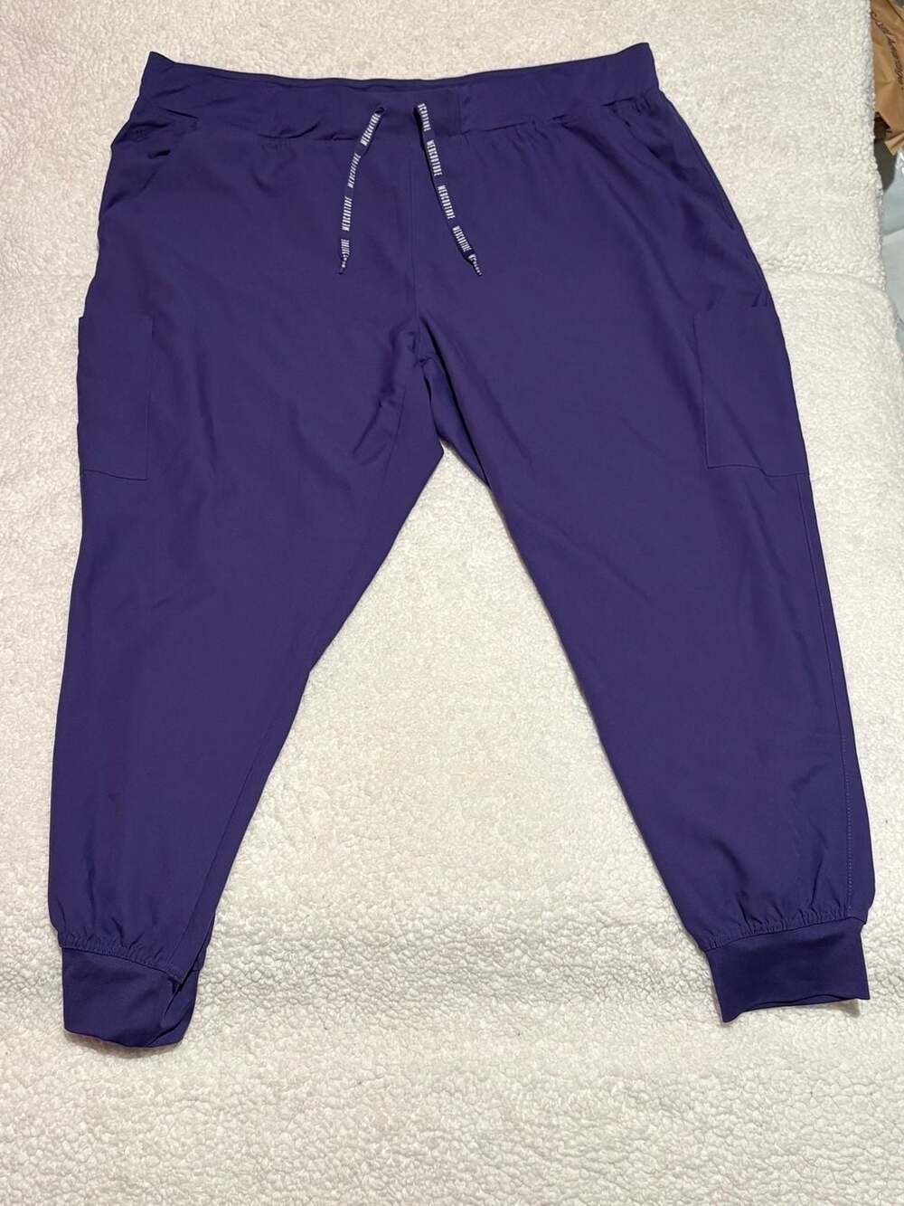 MedCouture Insight Plus Size 3XL Purple Jogger Scrub Pants